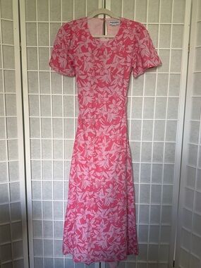 Charlie Holiday Floral Print Cutout Linen & Cotton Midi Dress Size 4